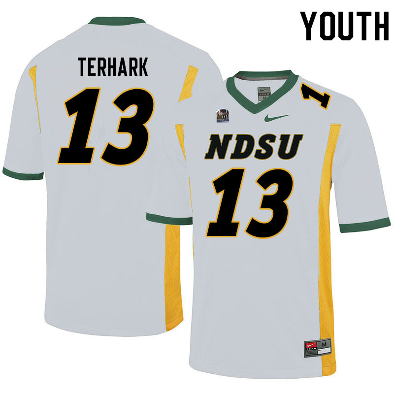 Youth #13 Tyler Terhark North Dakota State Bison College Football Jerseys Sale-White